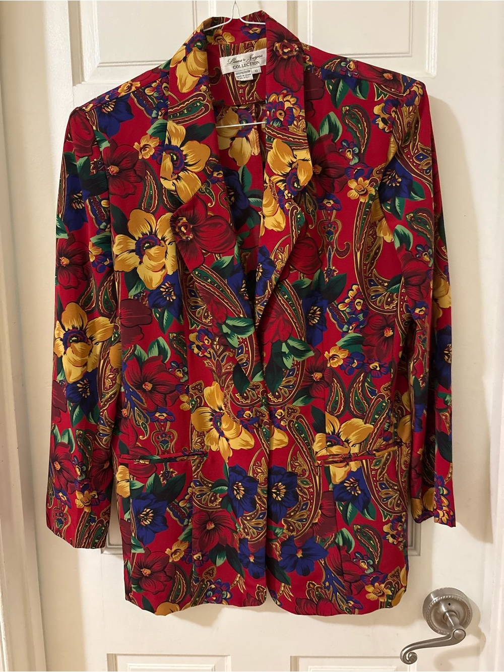 Vintage Floral Paisley Red Blazer Jacket by Liz Claiborne